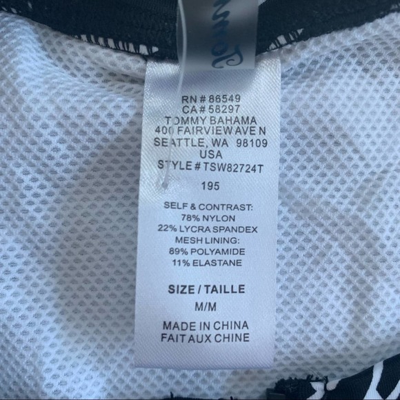 Tommy Bahama Frond Song Active 3/4 Sleeve Tankini Top in Black/White - Picture 12 of 13